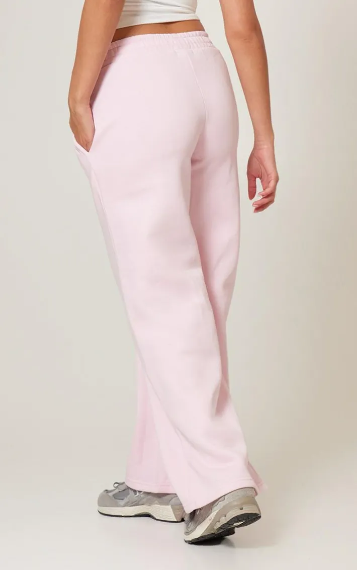 Pink Dipped Waist Pintuck Wide Leg Sweat Sweatpants
