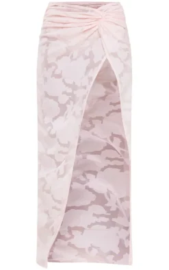 Distressed Floral Twist Detail Maxi Skirt-PrettyLittleThing Online