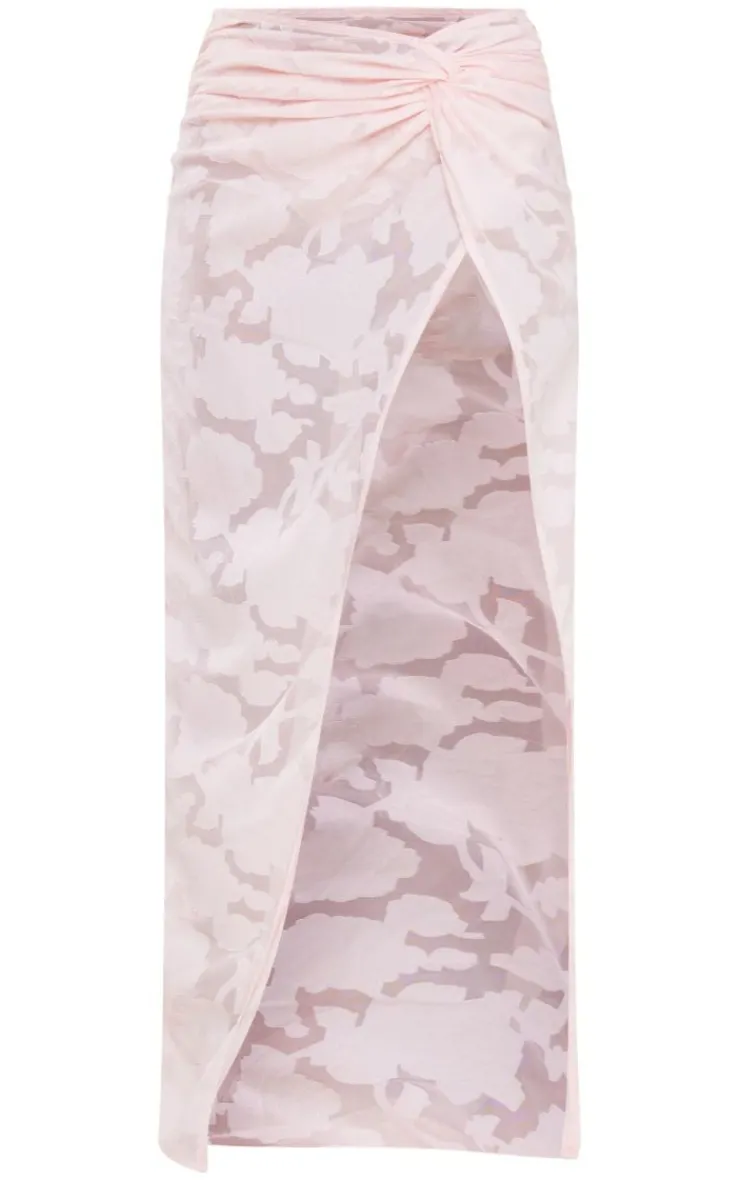 Distressed Floral Twist Detail Maxi Skirt-PrettyLittleThing Online