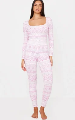 PrettyLittleThing Christmas Pajamas*Fairisle Print Long Sleeve Pajama Onesie