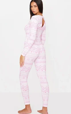 PrettyLittleThing Christmas Pajamas*Fairisle Print Long Sleeve Pajama Onesie