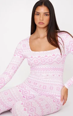 PrettyLittleThing Christmas Pajamas*Fairisle Print Long Sleeve Pajama Onesie