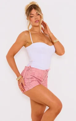 Faux Leather Laced Up Side Hot Pants-PrettyLittleThing Sale
