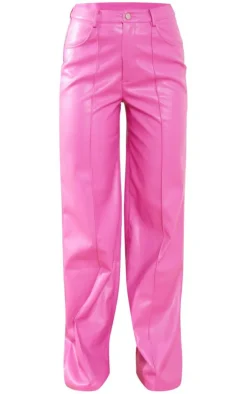 Faux Leather Seam Detail Extreme Wide Leg Pants-PrettyLittleThing Outlet