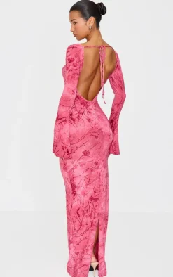 Floral Devore Long Sleeve Maxi Dress-PrettyLittleThing Sale