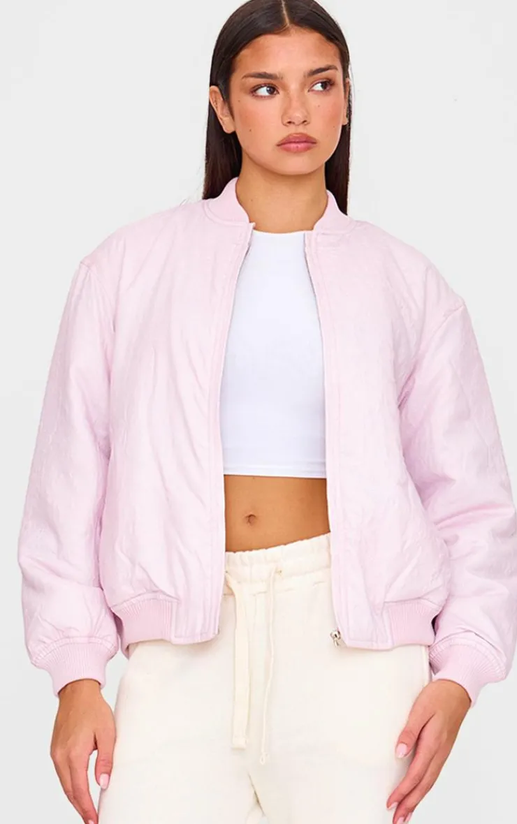 PrettyLittleThing Bomber Jackets*Floral Embossed Oversized Bomber Jacket
