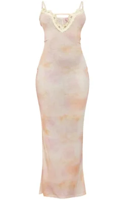 Floral Onion Skin Lace Trim Midaxi Dress-PrettyLittleThing Discount