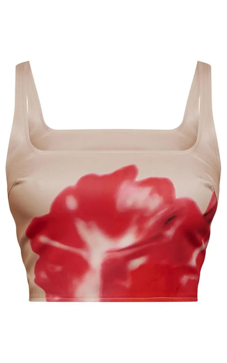 New PrettyLittleThing Floral Print Corset Top Pink