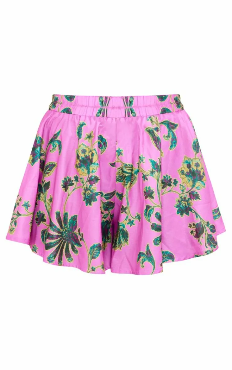 Best PrettyLittleThing Floral Print Linen Look Corset Pink