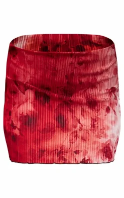 Clearance PrettyLittleThing Floral Print Plisse Low Rise Micro Mini Skirt Pink