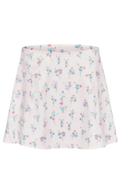 Clearance PrettyLittleThing Floral Print Skater Mini Skirt Pink