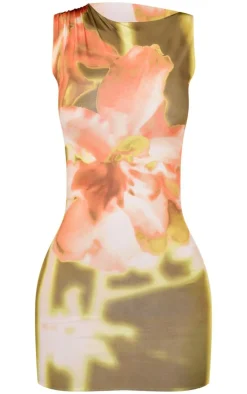 Floral Print Slinky Racer Neck Mini Dress-PrettyLittleThing Discount