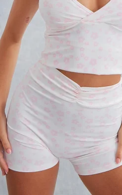 PrettyLittleThing Gym Shorts*Floral Printed Sculpt Ruched Front Gym Shorts