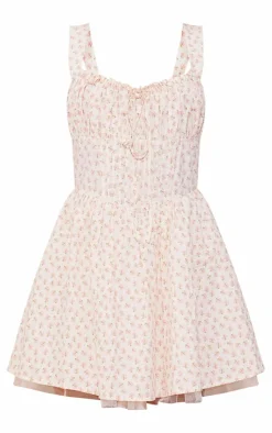 Floral Tie Puff Hem Shift Dress-PrettyLittleThing Best
