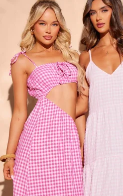Gingham Cut Out Maxi Dress-PrettyLittleThing Discount