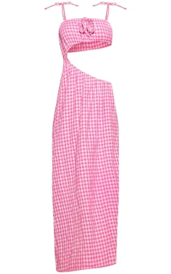 Gingham Cut Out Maxi Dress-PrettyLittleThing Discount