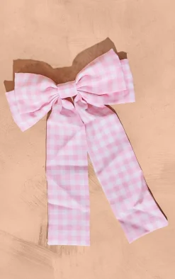 PrettyLittleThing Hair Accessories*Gingham Oversized Bow Hair Clip