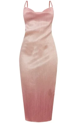 Glitter Plisse Cowl Neck Maxi Dress-PrettyLittleThing Best