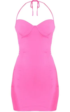 Halterneck Structured Bodycon Dress-PrettyLittleThing Clearance