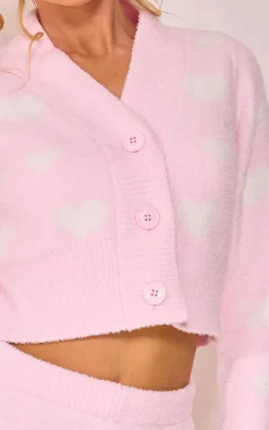 PrettyLittleThing Knitted Tops*Heart Detail Fluffy Knit Bralet