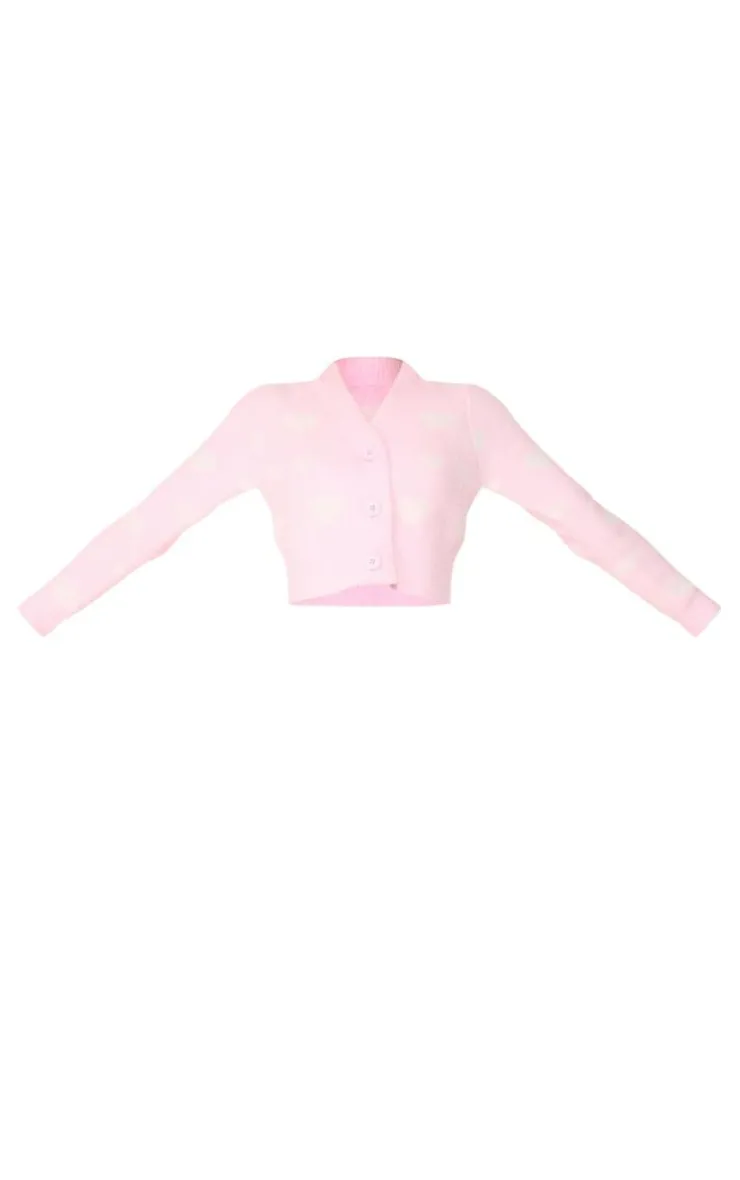 PrettyLittleThing Knitted Tops*Heart Detail Fluffy Knit Bralet