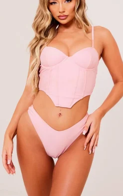 Pink High Leg Bikini Bottoms