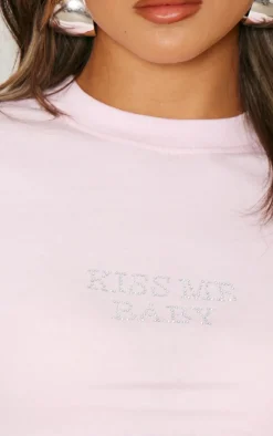 PrettyLittleThing T-Shirts*Hot Fix Kiss Me Fitted Top