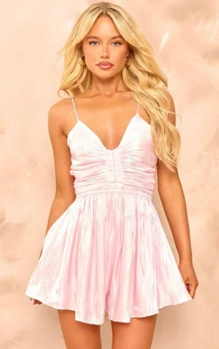 Pink Iridescent Strappy Flowy Romper