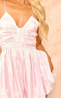 Pink Iridescent Strappy Flowy Romper