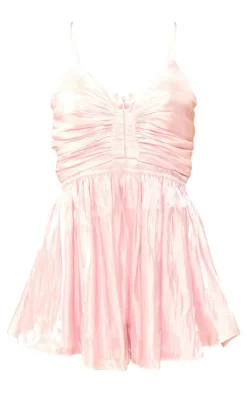 Pink Iridescent Strappy Flowy Romper