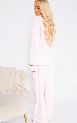 PrettyLittleThing Christmas Pajamas*Jersey Piping Detail Long PJ Set