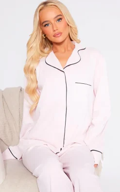 PrettyLittleThing Christmas Pajamas*Jersey Piping Detail Long PJ Set