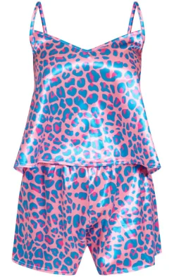 PrettyLittleThing Stocking Stuffers*Leopard Print Satin Cami Short PJ Set