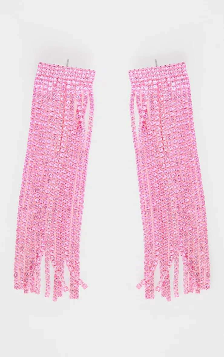 PrettyLittleThing Statement Earrings*Long Diamante Statement Tassel Earrings