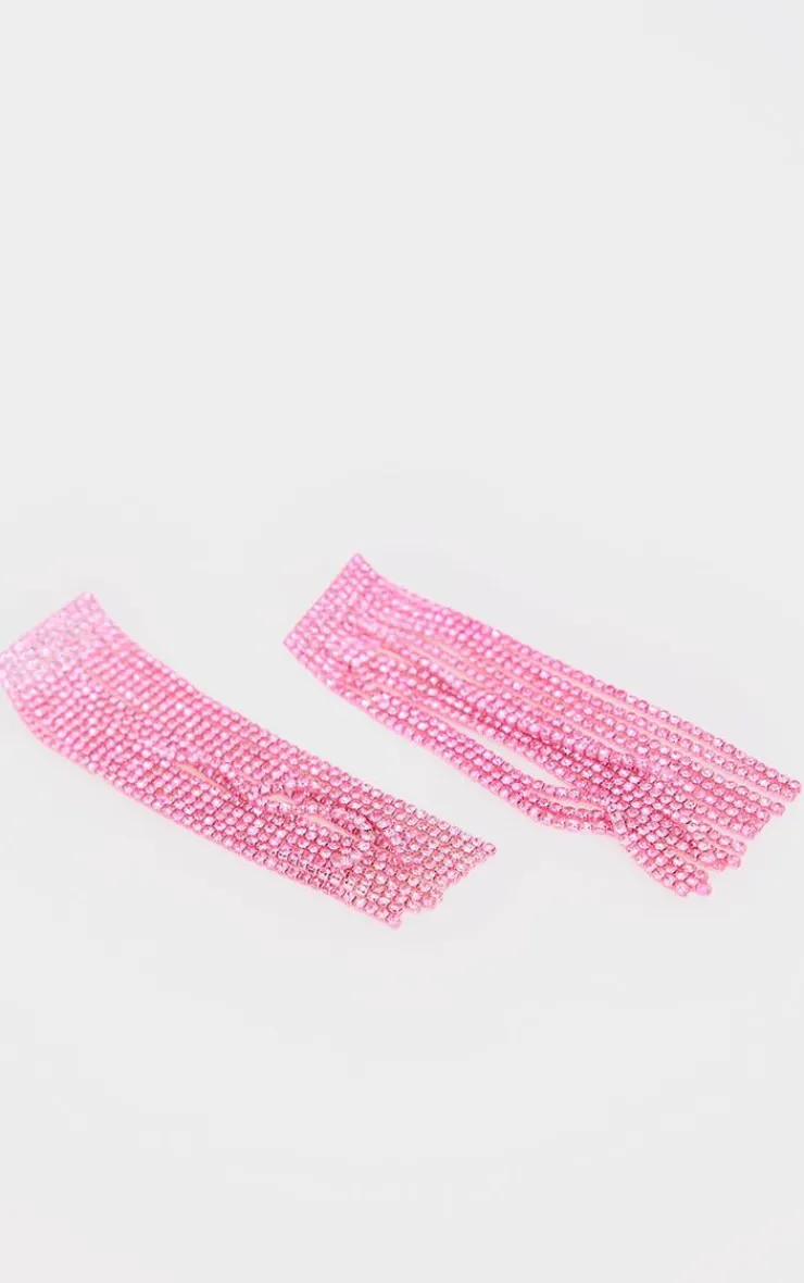 PrettyLittleThing Statement Earrings*Long Diamante Statement Tassel Earrings