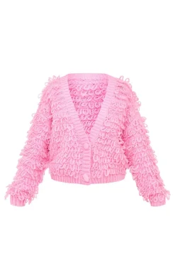 PrettyLittleThing Cardigans*Loop Knit V Neck Button Up Cardigan