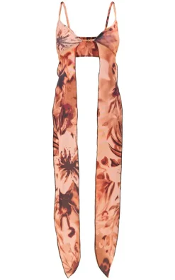 PrettyLittleThing Sleeveless Tops*Mesh Printed Trim Front Crop