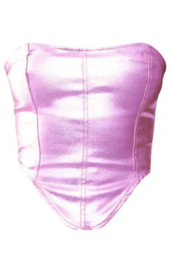 PrettyLittleThing Corsets*Metallic Coated Denim Corset Top