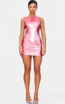 Metallic Crew Neck Mini Dress-PrettyLittleThing New