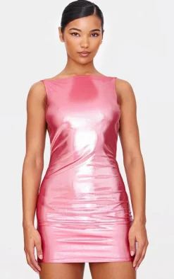 Metallic Crew Neck Mini Dress-PrettyLittleThing New