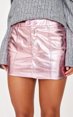 PrettyLittleThing Christmas Day Outfits*Metallic Crinkle Faux Leather Micro Mini Skirt