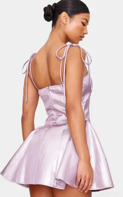 Metallic Mini Skater Dress-PrettyLittleThing Best