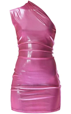 Metallic Slinky One Shoulder Bodycon Dress-PrettyLittleThing New