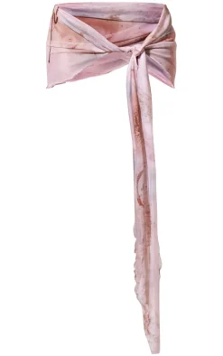 Pink Multi Print Cropped Mesh Beach Sarong