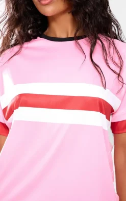 PrettyLittleThing T-Shirts*Oversized Stripe Detail Football T-shirt