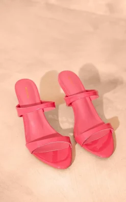PrettyLittleThing Mules*Patent Pu Round Toe Mid Heeled Mules