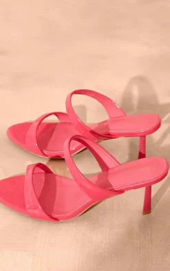 PrettyLittleThing Mules*Patent Pu Round Toe Mid Heeled Mules