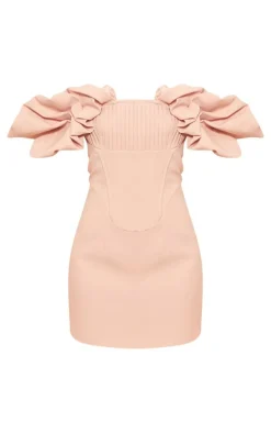 Pleated Corset Detail Puff Sleeve Bodycon Dress-PrettyLittleThing Sale