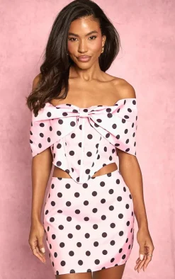 Hot PrettyLittleThing Polka Dot Mini Skirt Pink