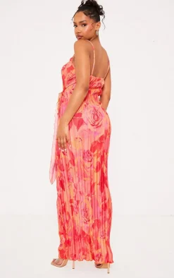 Print Plisse Wrap Tie Maxi Dress-PrettyLittleThing Sale